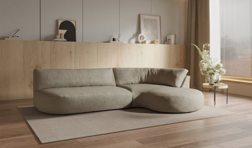 Ace Minimalist Right Hand Corner Sofa with Rounded Form Ace Minimalist Right Hand Corner Sofa with Rounded Form