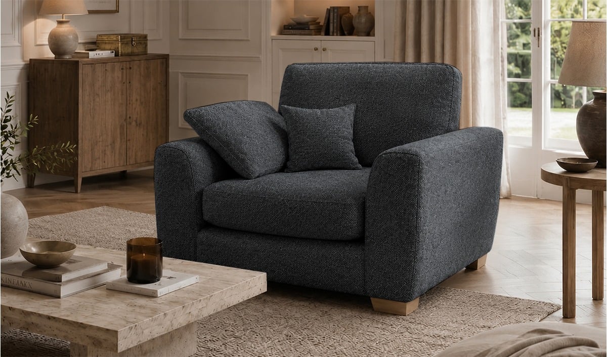 SLF24 Ronay Armchair, Mid Boucle Charcoal - dark grey, Leg colour: