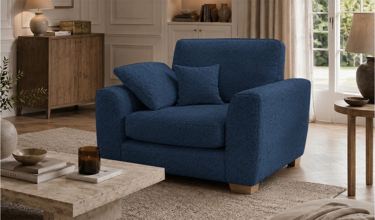 SLF24 Ronay Armchair, Mid Boucle Dark Navy - dark blue, Leg colour: