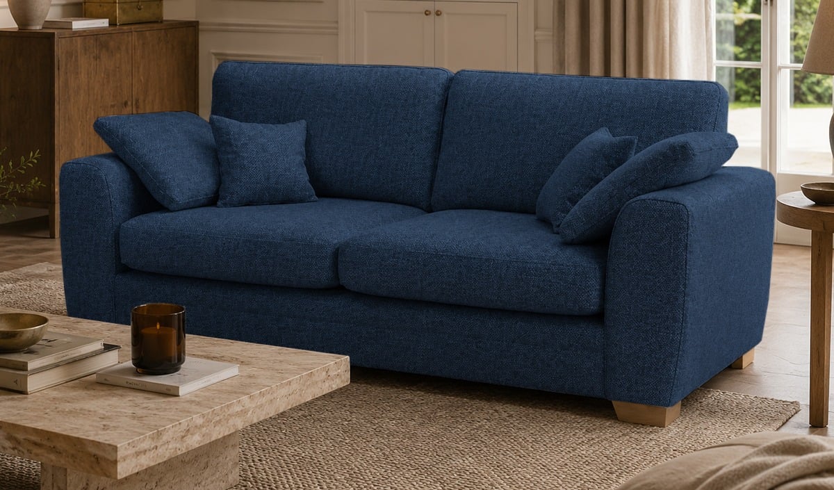 SLF24 Ronay 3-seater Sofa, Mid Boucle Dark Navy - dark blue, Leg colour: