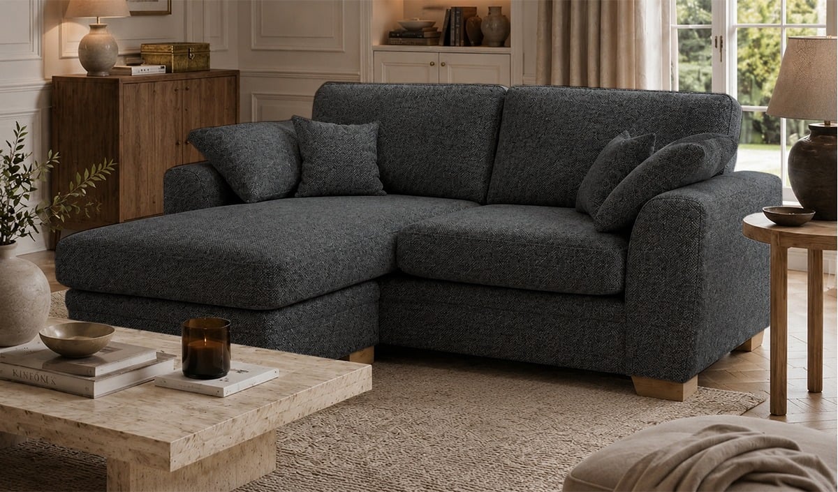SLF24 Ronay Universal Corner Sofa, Mid Boucle Charcoal - dark grey,
