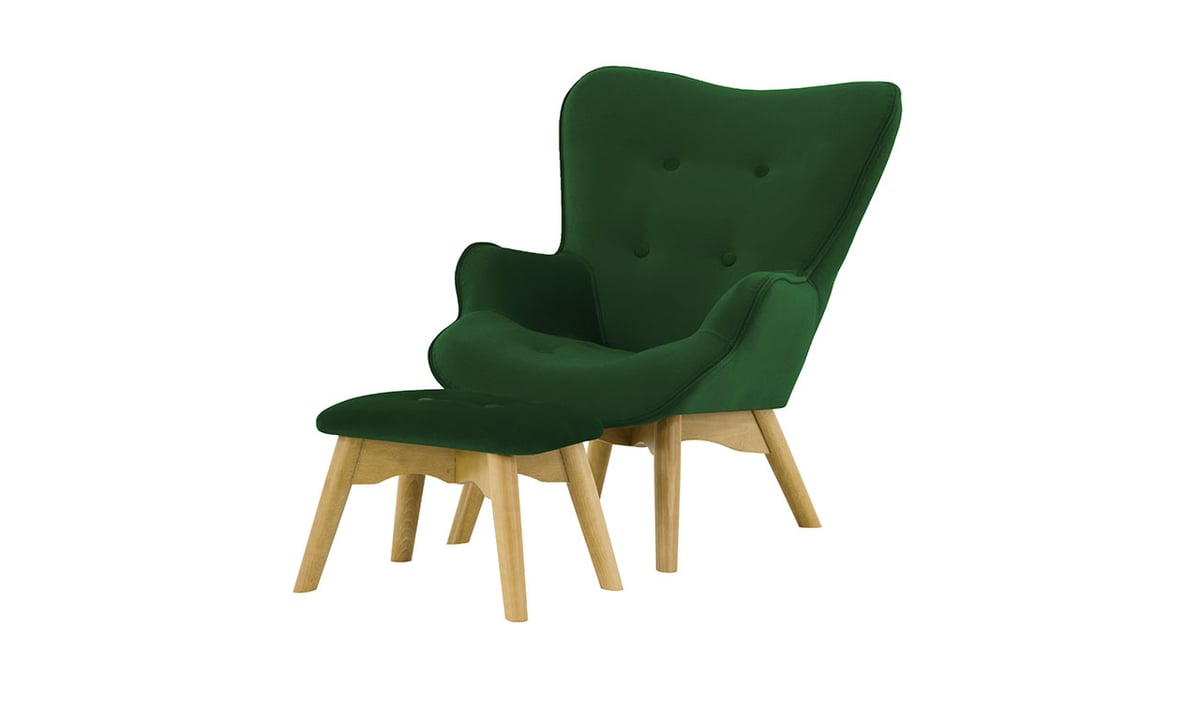 Ducon Mini Velvet Children's Wingback Chair + Footstool
