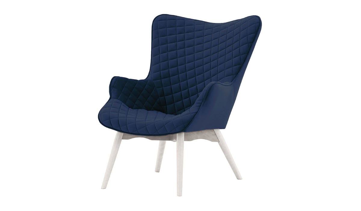 Ducon Velvet Wingback Chair With Stitching