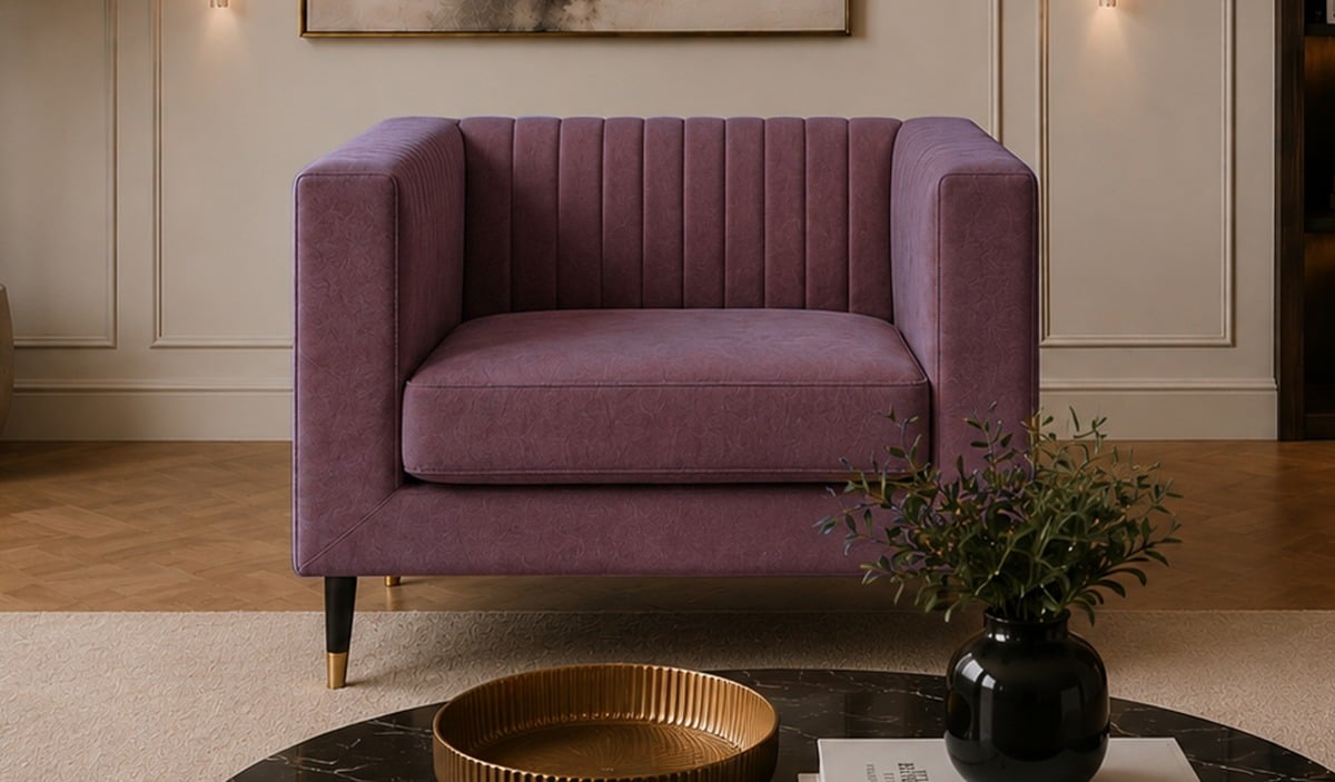 SLF24 Slender Armchair, Matt Velour Chestnut - purple