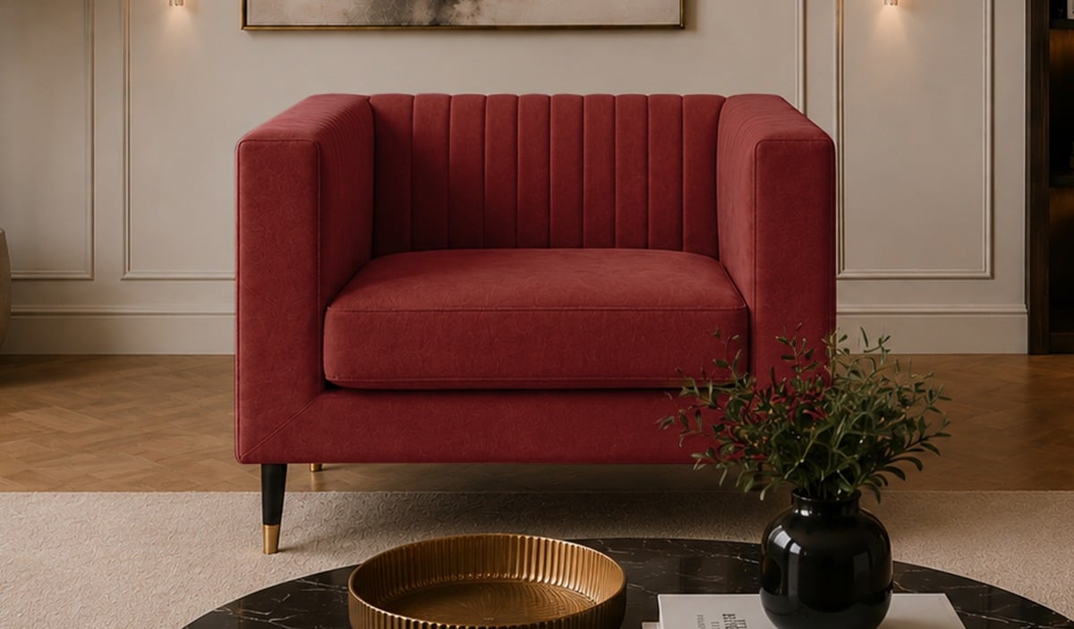 SLF24 Slender Armchair, Matt Velour Rust Red - red