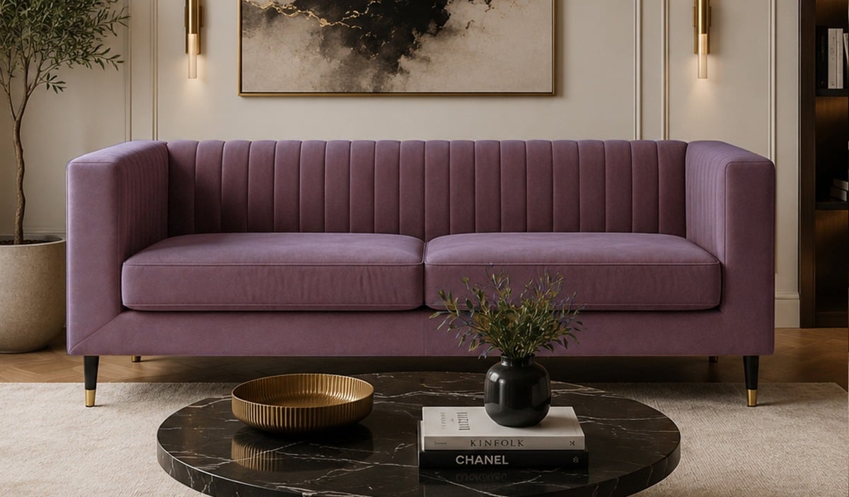 SLF24 Slender 2 Seater Sofa, Matt Velour Chestnut - purple