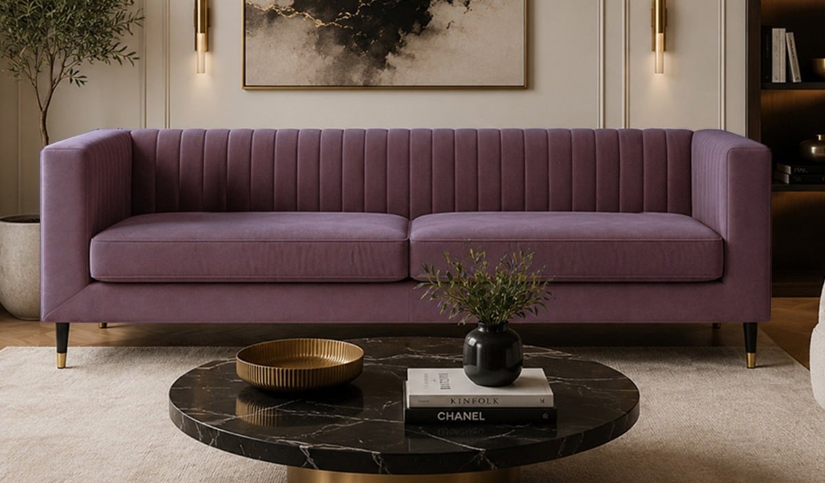 SLF24 Slender 3 Seater Sofa, Matt Velour Chestnut - purple