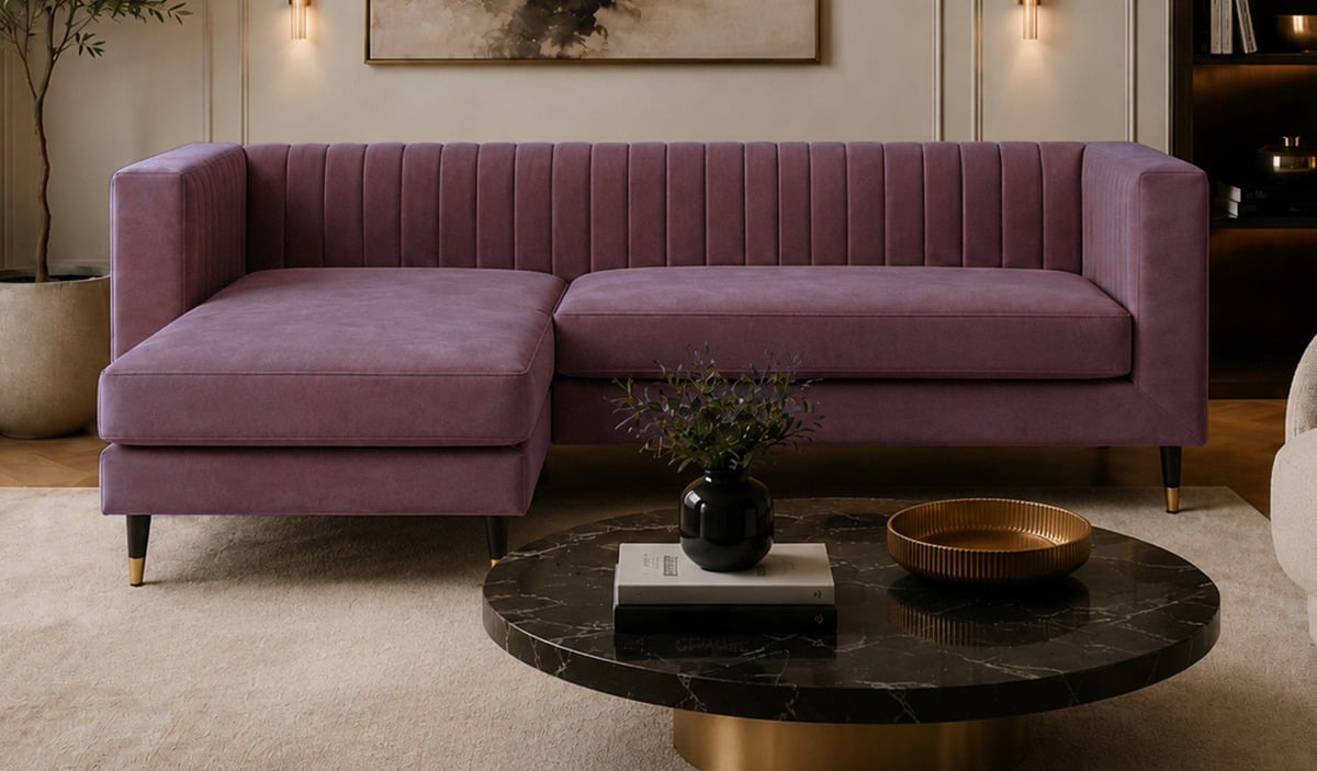 SLF24 Slender Universal Corner Sofa, Matt Velour Chestnut - purple