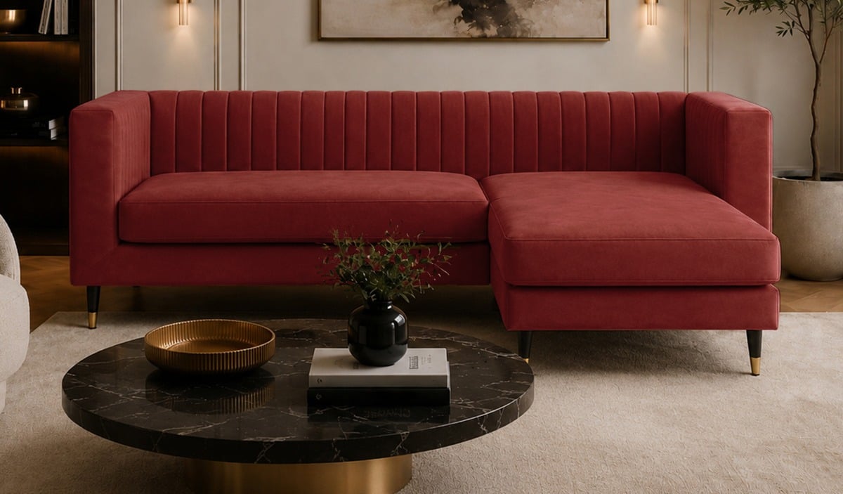 SLF24 Slender Universal Corner Sofa, Matt Velour Rust Red - red
