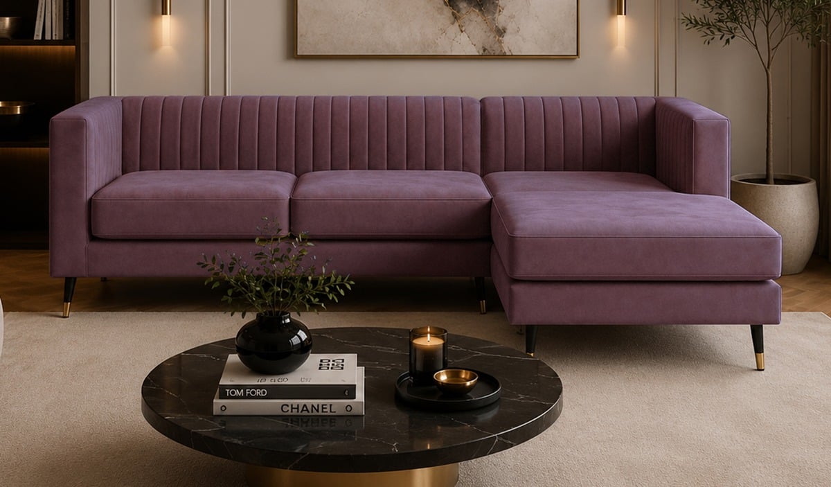 SLF24 Slender Large Right Hand Corner Sofa, Matt Velour Chestnut -