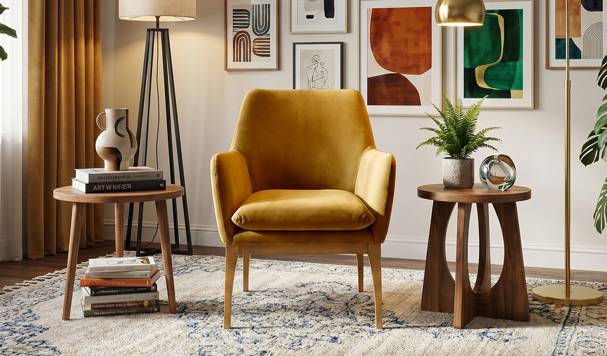 Beca Armchair with Wooden Legs